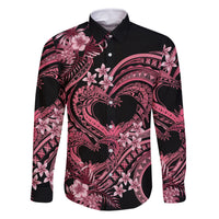 Polynesia Valentines Day Forever In My Heart Tattoo Family Matching Tank Maxi Dress and Hawaiian Shirt Pink Style LT9 Dad's Shirt - Long Sleeve Pink - Polynesian Pride