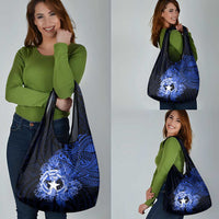 Northern Mariana Islands Ylang-ylang Mwarmwar Grocery Bag Polynesian Blue Style