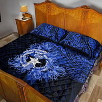 Northern Mariana Islands Ylang-ylang Mwarmwar Quilt Bed Set Polynesian Blue Style