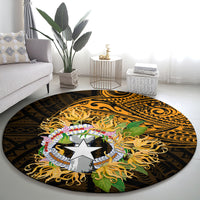 Northern Mariana Islands Ylang-ylang Mwarmwar Round Carpet Polynesian Gold Style