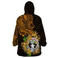 Northern Mariana Islands Ylang-ylang Mwarmwar Wearable Blanket Hoodie Polynesian Gold Style LT9 - Polynesian Pride