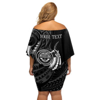 Personalised FSM Culture Day Off Shoulder Short Dress Hammerhead Shark Tribal 2024 LT9 - Polynesian Pride