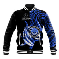 Personalised Chuuk FSM Culture Day Baseball Jacket Hammerhead Shark Tattoo 2024 LT9 Unisex Blue - Polynesian Pride