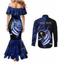 Personalised Chuuk FSM Culture Day Couples Matching Mermaid Dress and Long Sleeve Button Shirt Hammerhead Shark Tattoo 2024 LT9 - Polynesian Pride