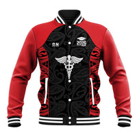 New Zealand Nurse RN 2026 Personalised Baseball Jacket Red Maori Pattern Cultural Pride LT9 Unisex Red - Polynesian Pride