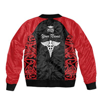New Zealand Nurse RN 2026 Personalised Bomber Jacket Red Maori Pattern Cultural Pride LT9 - Polynesian Pride