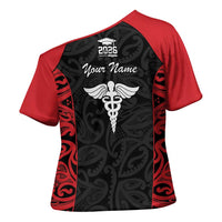 New Zealand Nurse RN 2026 Personalised Cross Shoulder Shirt Red Maori Pattern Cultural Pride LT9 - Polynesian Pride
