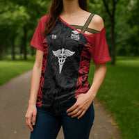 New Zealand Nurse RN 2026 Personalised Cross Shoulder Shirt Red Maori Pattern Cultural Pride LT9 - Polynesian Pride