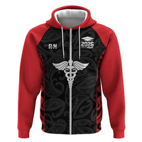 New Zealand Nurse RN 2026 Personalised Hoodie Red Maori Pattern Cultural Pride