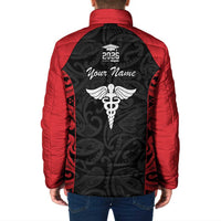 New Zealand Nurse RN 2026 Personalised Padded Jacket Red Maori Pattern Cultural Pride LT9 - Polynesian Pride