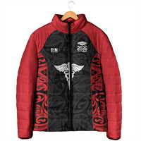 New Zealand Nurse RN 2026 Personalised Padded Jacket Red Maori Pattern Cultural Pride LT9 - Polynesian Pride