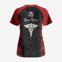 New Zealand Nurse RN 2026 Personalised Scrub Top Red Maori Pattern Cultural Pride LT9 - Polynesian Pride