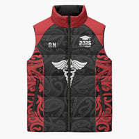 New Zealand Nurse RN 2026 Personalised Sleeveless Puffer Jacket Red Maori Pattern Cultural Pride LT9 Unisex Red - Polynesian Pride