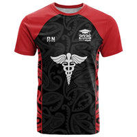 New Zealand Nurse RN 2026 Personalised T Shirt Red Maori Pattern Cultural Pride LT9 Red - Polynesian Pride