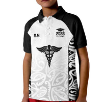 New Zealand Nurse RN 2026 Personalised Kid Polo Shirt White Maori Pattern Cultural Pride LT9 Kid White - Polynesian Pride