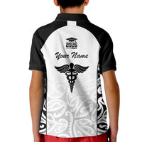 New Zealand Nurse RN 2026 Personalised Kid Polo Shirt White Maori Pattern Cultural Pride LT9 - Polynesian Pride