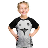 New Zealand Nurse RN 2026 Personalised Kid T Shirt White Maori Pattern Cultural Pride LT9 White - Polynesian Pride