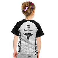 New Zealand Nurse RN 2026 Personalised Kid T Shirt White Maori Pattern Cultural Pride LT9 - Polynesian Pride
