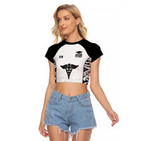 New Zealand Nurse RN 2026 Personalised Raglan Cropped T Shirt White Maori Pattern Cultural Pride LT9 Female White - Polynesian Pride
