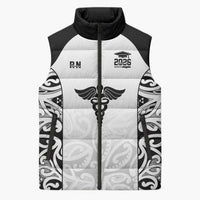 New Zealand Nurse RN 2026 Personalised Sleeveless Puffer Jacket White Maori Pattern Cultural Pride LT9 Unisex White - Polynesian Pride