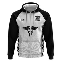 New Zealand Nurse RN 2026 Personalised Zip Hoodie White Maori Pattern Cultural Pride LT9 Zip Hoodie White - Polynesian Pride
