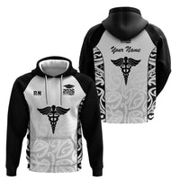 New Zealand Nurse RN 2026 Personalised Zip Hoodie White Maori Pattern Cultural Pride LT9 - Polynesian Pride