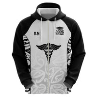 New Zealand Nurse RN 2026 Personalised Zip Hoodie White Maori Pattern Cultural Pride LT9 - Polynesian Pride