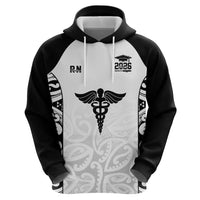 New Zealand Nurse RN 2026 Personalised Zip Hoodie White Maori Pattern Cultural Pride LT9 - Polynesian Pride