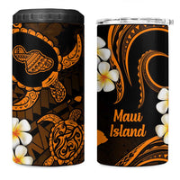 Hawaii Maui Islands Pacific Plumeria 4 in 1 Can Cooler Tumbler Gold Polynesian Tattoo