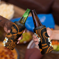 Hawaii Maui Islands Pacific Plumeria 4 in 1 Can Cooler Tumbler Gold Polynesian Tattoo