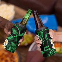 Hawaii Maui Islands Pacific Plumeria 4 in 1 Can Cooler Tumbler Green Polynesian Tattoo