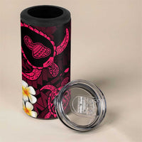 Hawaii Maui Islands Pacific Plumeria 4 in 1 Can Cooler Tumbler Pink Polynesian Tattoo