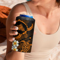 Hawaii Oahu Islands Pacific Plumeria 4 in 1 Can Cooler Tumbler Gold Polynesian Tattoo