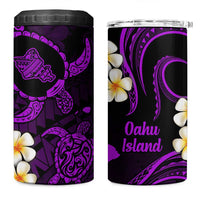 Hawaii Oahu Islands Pacific Plumeria 4 in 1 Can Cooler Tumbler Purple Polynesian Tattoo