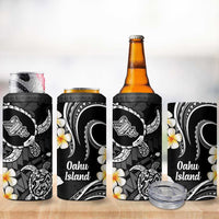 Hawaii Oahu Islands Pacific Plumeria 4 in 1 Can Cooler Tumbler White Polynesian Tattoo