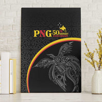 Papua New Guinea 50th Independence Day Canvas Wall Art Simple Oro Tapa Pattern LT9 Without Frame Black - Polynesian Pride