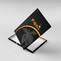 Papua New Guinea 50th Independence Day Canvas Wall Art Simple Oro Tapa Pattern LT9 With Frame Black - Polynesian Pride