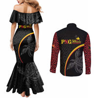 Papua New Guinea 50th Independence Day Couples Matching Mermaid Dress and Long Sleeve Button Shirt Simple Oro Tapa Pattern LT9 - Polynesian Pride
