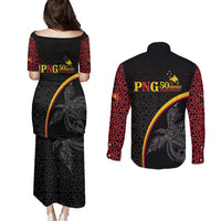 Papua New Guinea 50th Independence Day Couples Matching Puletasi and Long Sleeve Button Shirt Simple Oro Tapa Pattern LT9 - Polynesian Pride