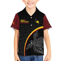 Papua New Guinea 50th Independence Day Family Matching Long Sleeve Bodycon Dress and Hawaiian Shirt Simple Oro Tapa Pattern - Polynesian Pride