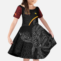 Papua New Guinea 50th Independence Day Family Matching Summer Maxi Dress and Hawaiian Shirt Simple Oro Tapa Pattern - Polynesian Pride