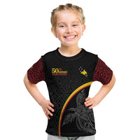 Papua New Guinea 50th Independence Day Kid T Shirt Simple Oro Tapa Pattern - Polynesian Pride