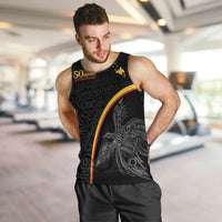Papua New Guinea 50th Independence Day Men Tank Top Simple Oro Tapa Pattern LT9 Black - Polynesian Pride