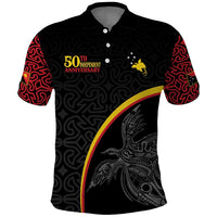 Papua New Guinea 50th Independence Day Polo Shirt Simple Oro Tapa Pattern - Polynesian Pride