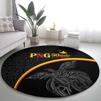Papua New Guinea 50th Independence Day Round Carpet Simple Oro Tapa Pattern - Polynesian Pride