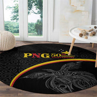 Papua New Guinea 50th Independence Day Round Carpet Simple Oro Tapa Pattern - Polynesian Pride