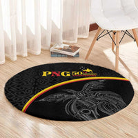 Papua New Guinea 50th Independence Day Round Carpet Simple Oro Tapa Pattern - Polynesian Pride