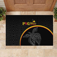 Papua New Guinea 50th Independence Day Rubber Doormat Simple Oro Tapa Pattern LT9 Black - Polynesian Pride