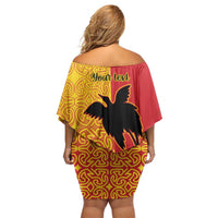 Papua New Guinea Oro Tapa Personalised Family Matching Off Shoulder Short Dress and Hawaiian Shirt Simple Bird of Paradise Style - Polynesian Pride