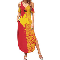 Papua New Guinea Oro Tapa Personalised Family Matching Summer Maxi Dress and Hawaiian Shirt Simple Bird of Paradise Style - Polynesian Pride